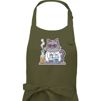 Kuchyňská zástěra Kočka chemik - Dámská zástěra na vaření - Univerzální velikost ( Khaki )