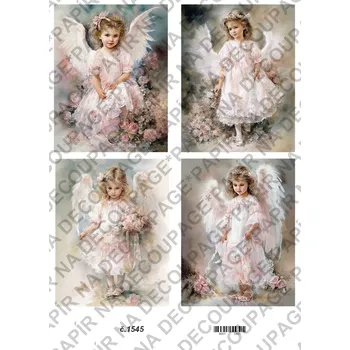 Umělecký papír Rýžový a soft papír na decoupage - Andělka - KB01545 Materiál: Soft, Rozměr: A4