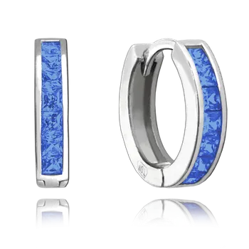 Náušnice Moonlit Stříbrné kruhové náušnice s velkými modrými zirkony