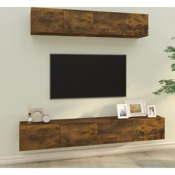 Obývací stěna vidaXL 4dílný set TV skříněk kompozitní dřevo [3114534] Barva: kouřový dub