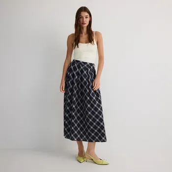 Dámská sukně Reserved - Bavlněná kostkovaná sukně - tmavomodrá - 359FB-59X - 359FB-59X-XL