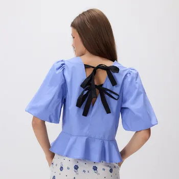 Reserved - Halenka s vázáním na zádech - světle modrá - 260GC-50X - 260GC-50X-XL