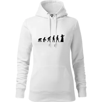 Dámská mikina Evoluce houslistka - Mikina dámská Cape s kapucí - XS ( Bílá )