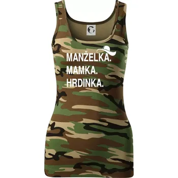 Dámské tričko Manželka mamka hrdinka - Dámské Maskáčové tílko - L ( Hnědý maskáč )