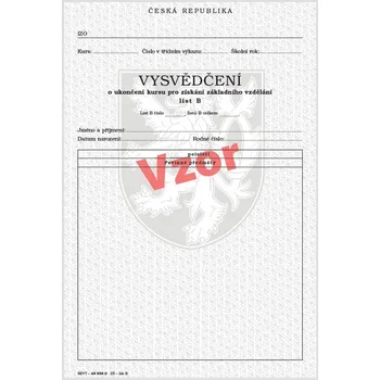 Vysvědčení o ukončení kursu pro získání základního vzdělání list B