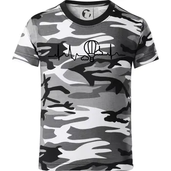 Chlapecké tričko EKG létání balonem - Dětské maskáčové triko - 134 cm/8 let ( Šedý maskáč )