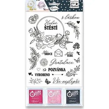 Dětské razítko Razítka Aladine Stamp With Love - Květiny a gratulace, 25 ks
