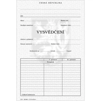 Tiskopis Vysvědčení pro ZUŠ - klasifikace