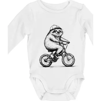Lenochod na kole - Body kojenecké s dlouhým rukávem - Dlouhý r. 3-6 měs ( Bílá )