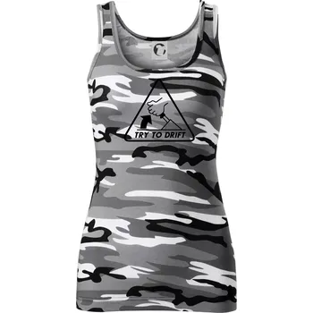 Dámské tričko Try to drift - Dámské Maskáčové tílko - S ( Šedý maskáč )