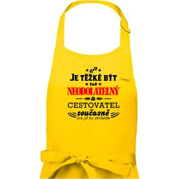 Kuchyňská zástěra Je těžké být neodolatelný cestovatel - Pánská zástěra na vaření - Univerzální velikost ( Žlutá )