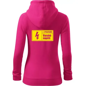 Dámská mikina Pozor vysoké napětí - Dámská mikina trendy zipper s kapucí - M ( Purpurová )