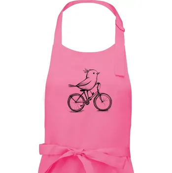 Kuchyňská zástěra Ptáček na kole - Pánská zástěra na vaření - Univerzální velikost ( Růžová )