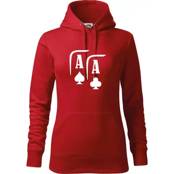 Dámská mikina Poker AA - Mikina dámská Cape s kapucí - S ( Červená )