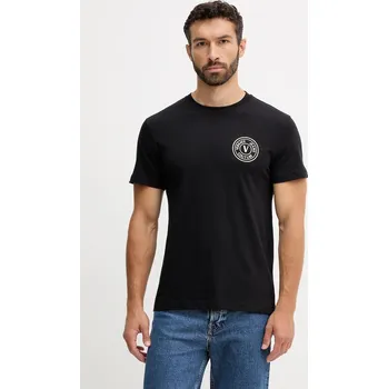 Pánské tričko Bavlněné tričko Versace Jeans Couture pánské, černá barva, s aplikací, 79GAHT00 CJ00T 79GAHT00.CJ00T 99X, vel. M