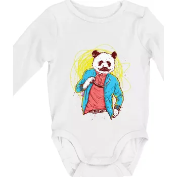 Panda Bear - Body kojenecké s dlouhým rukávem - Dlouhý r. 6-12 měs ( Bílá )
