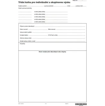 Třídní kniha pro individuální a skupinovou výuku ZUŠ - ŠVP