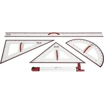 pravítka Set magnetických rýsovacích pomůcek - pravítko, 2 × trojúhelník, úhloměr, kružítko