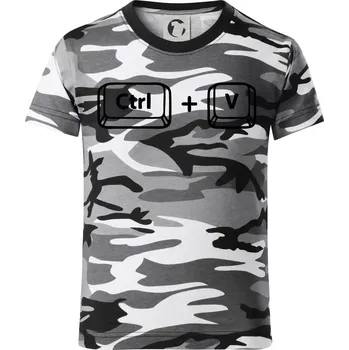 Chlapecké tričko Syn / Dcera CTRL + V - Dětské maskáčové triko - 122 cm/6 let ( Šedý maskáč )