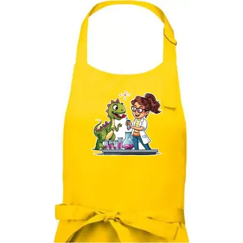 Kuchyňská zástěra Chemik a dinosaurus - Holka - Dámská zástěra na vaření - Univerzální velikost ( Žlutá )