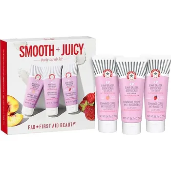 Tělový peeling 771300-KP SRUB SMOOTH & JUICY TRIO KIT - Smooth + Juicy Scrub Kit – Sada tělového peelingu proti keratóze pilaris - FIRST AID BEAUTY