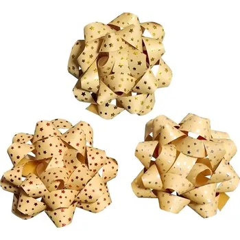 Stuha Rozeta 5 cm kraft hvězdy 1 ks - mix barev