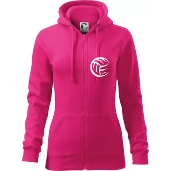 Dámská mikina Volejbal míč prso - Dámská mikina trendy zipper s kapucí - 2XL ( Purpurová )
