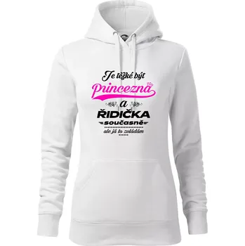 Dámská mikina Je těžké být princezna - řidička - Mikina dámská Cape s kapucí - XS ( Bílá )