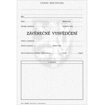 Tiskopis Závěrečné vysvědčení pro ZUŠ - slovní hodnocení širší