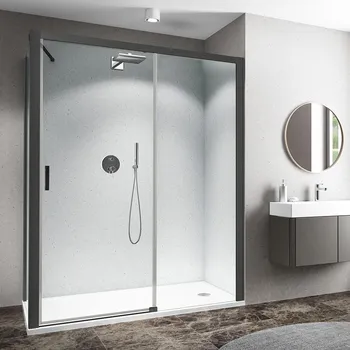 Roth CARIBA LINE CI D2L(R)+CI FXP Sprchový kout obdélníkový 140x80 cm Orientace P/L: Pravá, Profil: Černá, Sklo: Hladké čiré