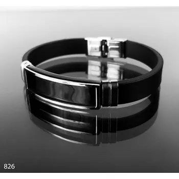 Náramek Pánský náramek z oceli a pryže č. 826