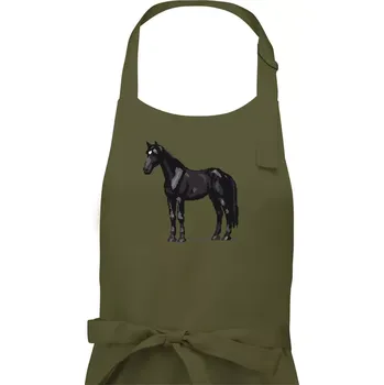 Kuchyňská zástěra Černý kůň pixel - Dámská zástěra na vaření - Univerzální velikost ( Khaki )