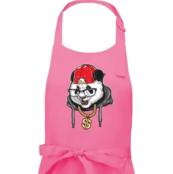 Kuchyňská zástěra Hip hop panda - Dámská zástěra na vaření - Univerzální velikost ( Růžová )
