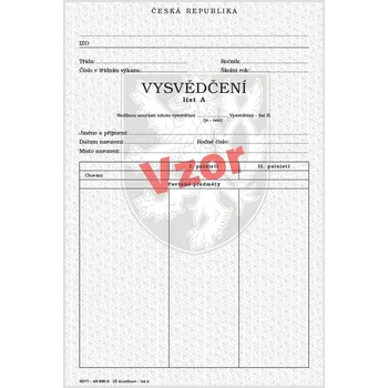 Tiskopis Vysvědčení pro základní školu - list A (klasifikace)