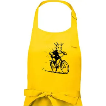 Kuchyňská zástěra Drsný kozel na kole - Dámská zástěra na vaření - Univerzální velikost ( Žlutá )