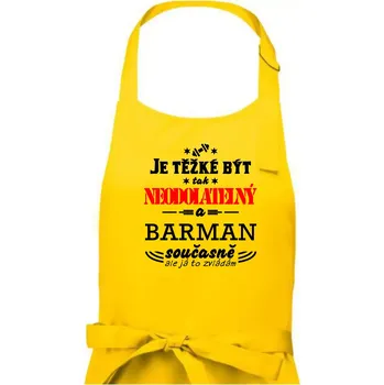 Kuchyňská zástěra Je těžké být neodolatelný barman - Pánská zástěra na vaření - Univerzální velikost ( Žlutá )