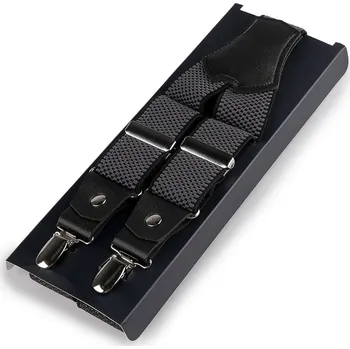 Kšandy Šle s dvojitým zapínáním šíře 3,5 cm délka 120 cm v krabičce, barva 4 šedá tmavá