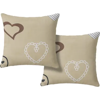 Povlak na dekorativní polštářek Sada 2 ks dekoračních povlaků na polštář DEAMON 45x45 cm, béžová