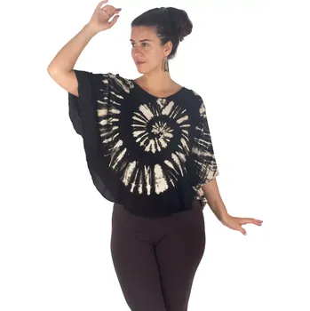 Dámské pončo Batikované letní pončo Spiral Black, Sittar.cz UNI