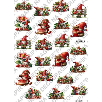 Výtvarný papír Rýžový a soft papír na decoupage - Skřítek jahodový - KB01576 Materiál: Rýžový papír, Rozměr: A4