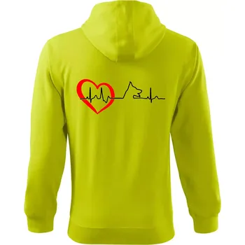 Pánská móda Německý ovčák ekg - Mikina s kapucí na zip trendy zipper - XL ( Limetková )