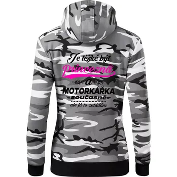Dámská mikina Je těžké být princezna - motorkářka - Dámská mikina trendy zipper s kapucí - XS ( Šedý maskáč )