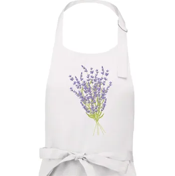 Kuchyňská zástěra Levandule kreslená - Dámská zástěra na vaření - Univerzální velikost ( Bílá )