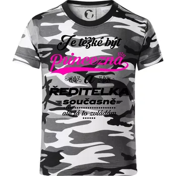 Chlapecké oblečení Je těžké být princezna - ředitelka - Dětské maskáčové triko - 146 cm/10 let ( Šedý maskáč )