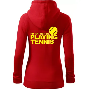 Dámská mikina Playing tennis - Dámská mikina trendy zipper s kapucí - M ( Červená )