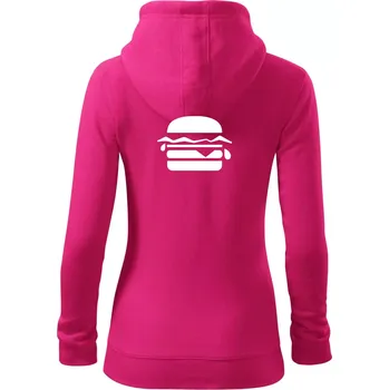 Dámská mikina Hamburger ikona - Dámská mikina trendy zipper s kapucí - L ( Purpurová )