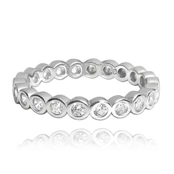 Souprava šperků MINET Kuličkový stříbrný prsten s bílými zirkony vel. 51