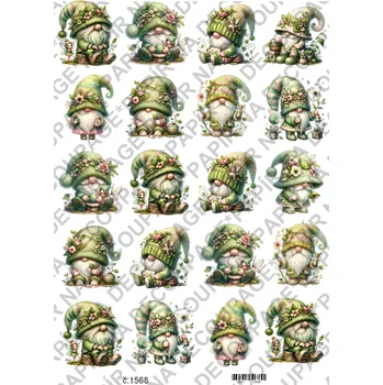 Umělecký papír Rýžový a soft papír na decoupage - Skřítek zelený - KB01568 Materiál: Rýžový papír, Rozměr: A4