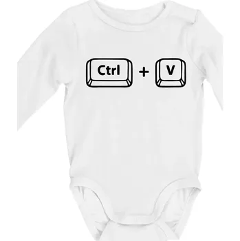 Syn / Dcera CTRL + V - Body kojenecké s dlouhým rukávem - Dlouhý r. do 3 měs ( Bílá )