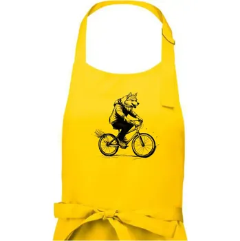 Kuchyňská zástěra Vlk na kole - Dámská zástěra na vaření - Univerzální velikost ( Žlutá )